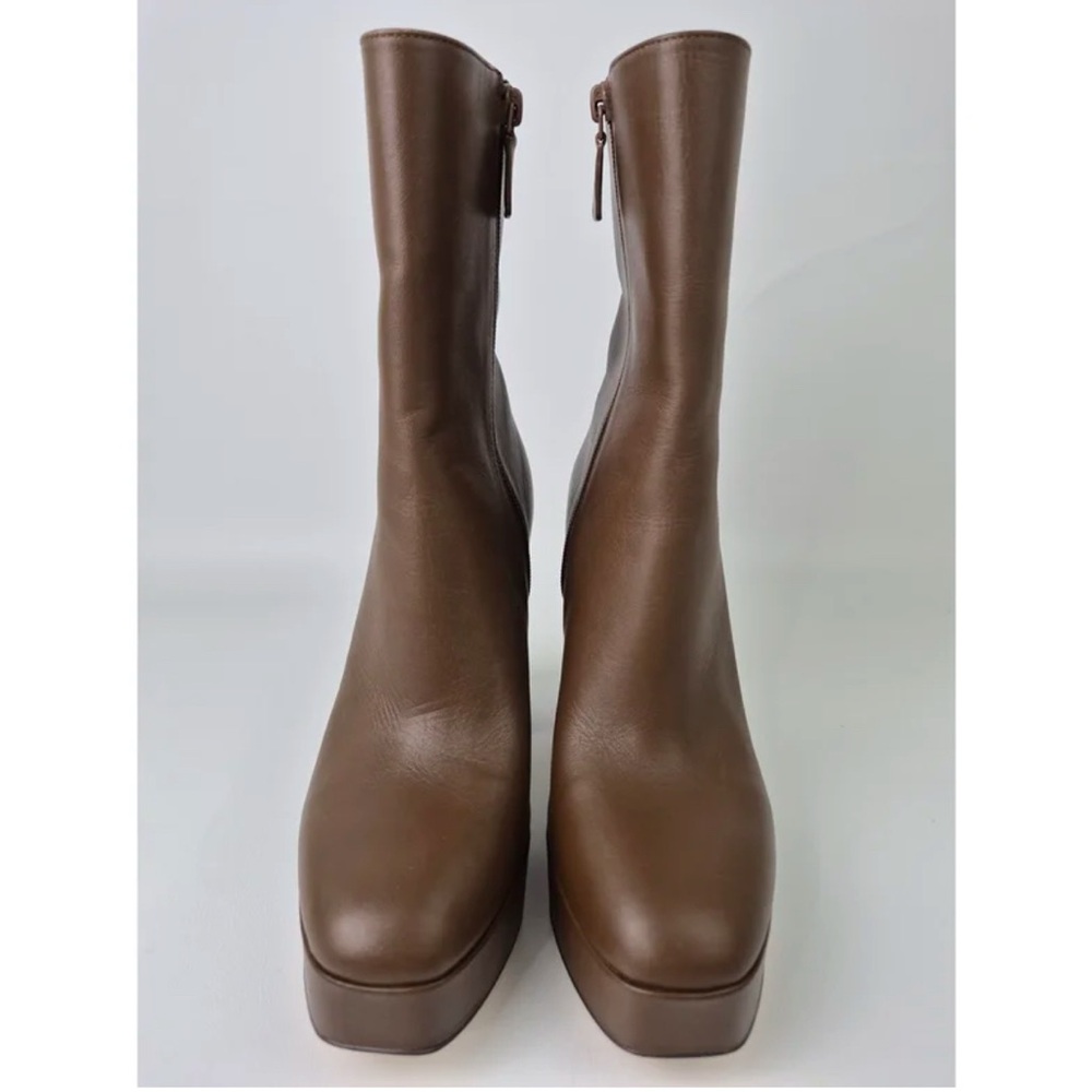Stuart Weitzman women’s brown leather Party Zip platform boots - size 9 NEW - Picture 3 of 7